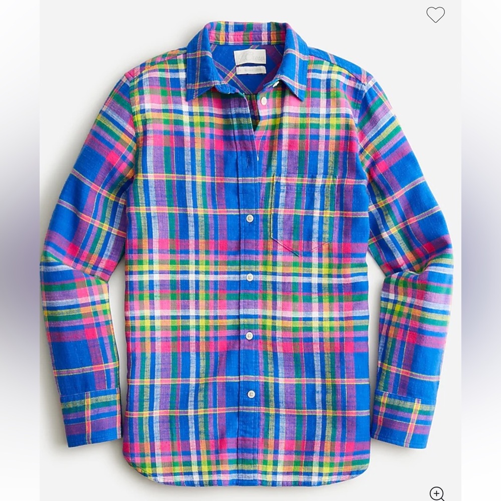 J. Crew Classic-fit flannel shirt in colorful plaid BM932.
